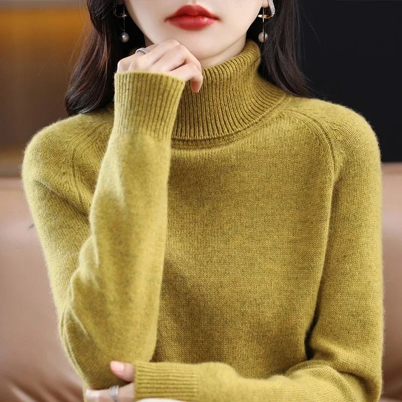 2025 Autumn - Winter Women's High Roll Neck Sweater Versatile Loose Knit Top - Outer Wear & Layering - Zeprah