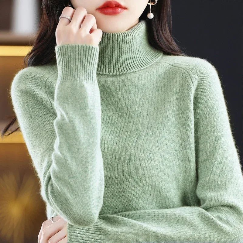 2025 Autumn - Winter Women's High Roll Neck Sweater Versatile Loose Knit Top - Outer Wear & Layering - Zeprah