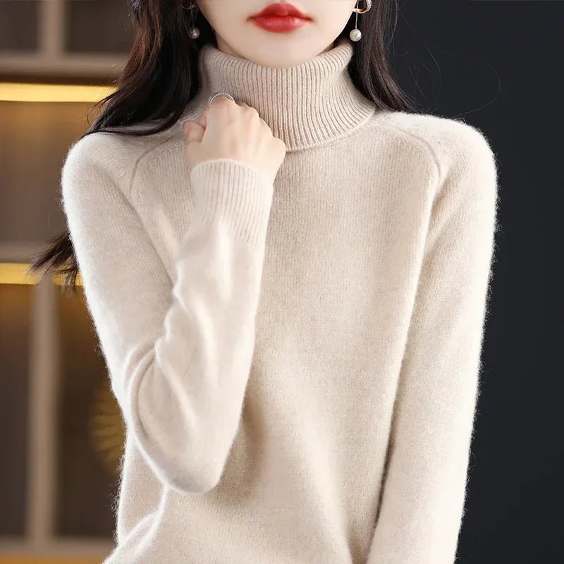 2025 Autumn - Winter Women's High Roll Neck Sweater Versatile Loose Knit Top - Outer Wear & Layering - Zeprah