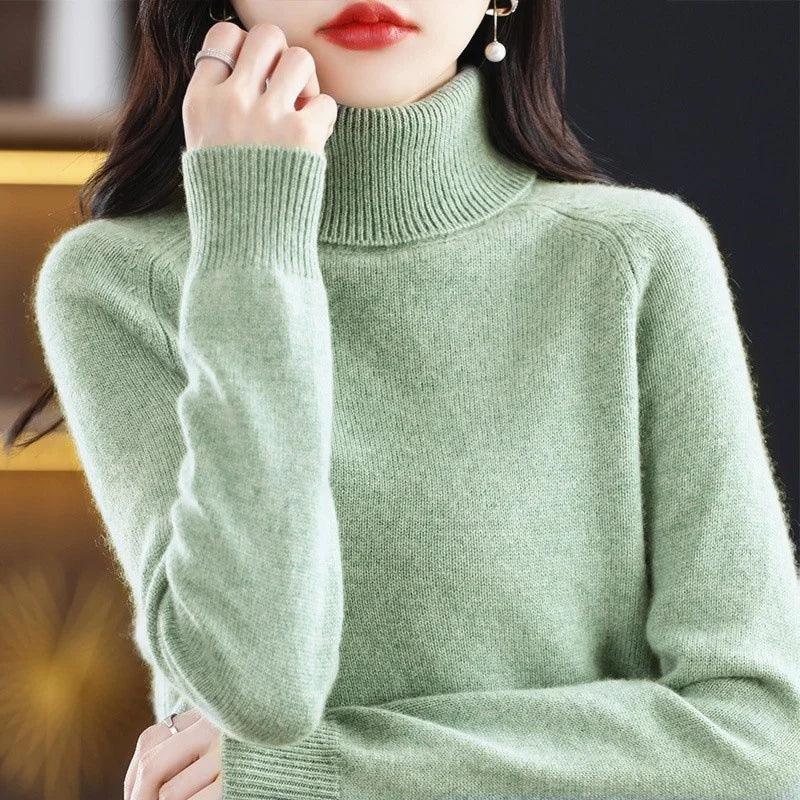 2025 Autumn - Winter Women's High Roll Neck Sweater Versatile Loose Knit Top - Outer Wear & Layering - Zeprah