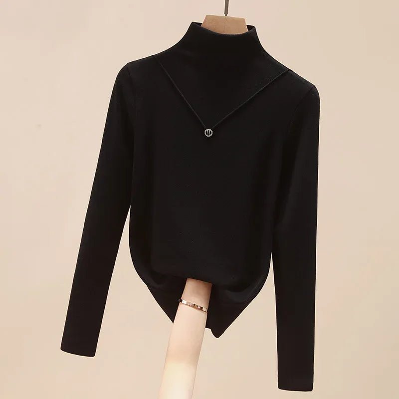 2025 Autumn Winter Women's New Slim - Fit Mock Neck Base Layer T-Shirt Warm Stylish Inner Wear - Zeprah