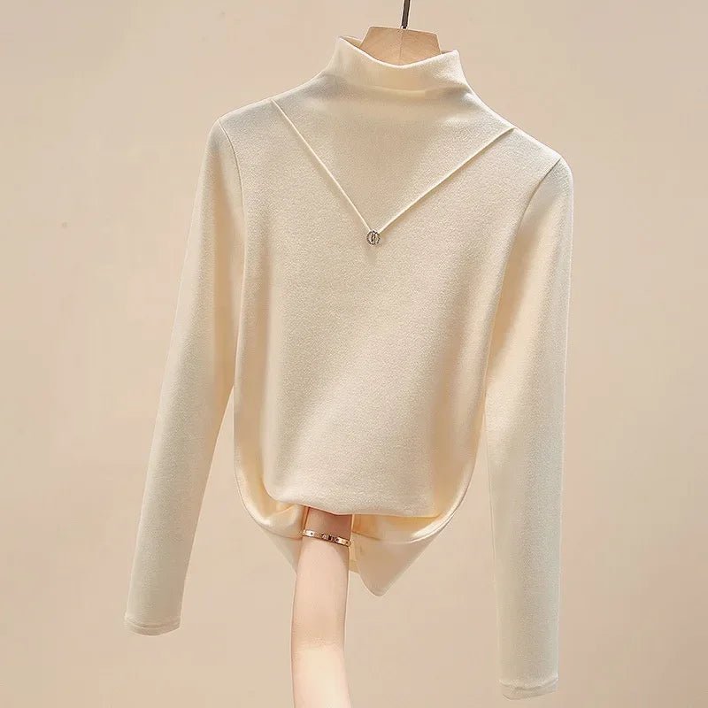2025 Autumn Winter Women's New Slim - Fit Mock Neck Base Layer T-Shirt Warm Stylish Inner Wear - Zeprah