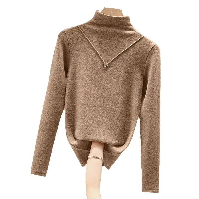 2025 Autumn Winter Women's New Slim - Fit Mock Neck Base Layer T-Shirt Warm Stylish Inner Wear - Zeprah