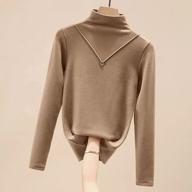 2025 Autumn Winter Women's New Slim - Fit Mock Neck Base Layer T-Shirt Warm Stylish Inner Wear - Zeprah