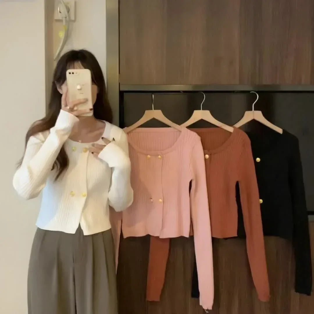 2025 Autumn Winter Women's Retro Round Neck Slim Knit Long - Sleeve T-Shirt New Small - Batch Versatile Trendy Blouse - Zeprah