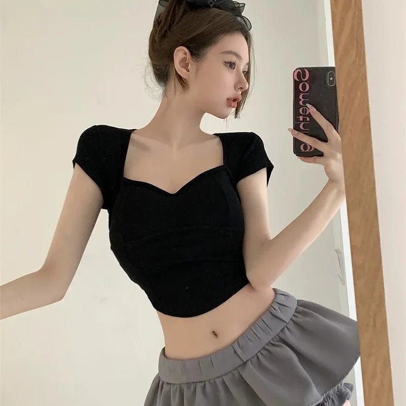 2025 Backless Sexy Solid Color T-shirt Short Sleeve Slim Women's T-shirt - Zeprah