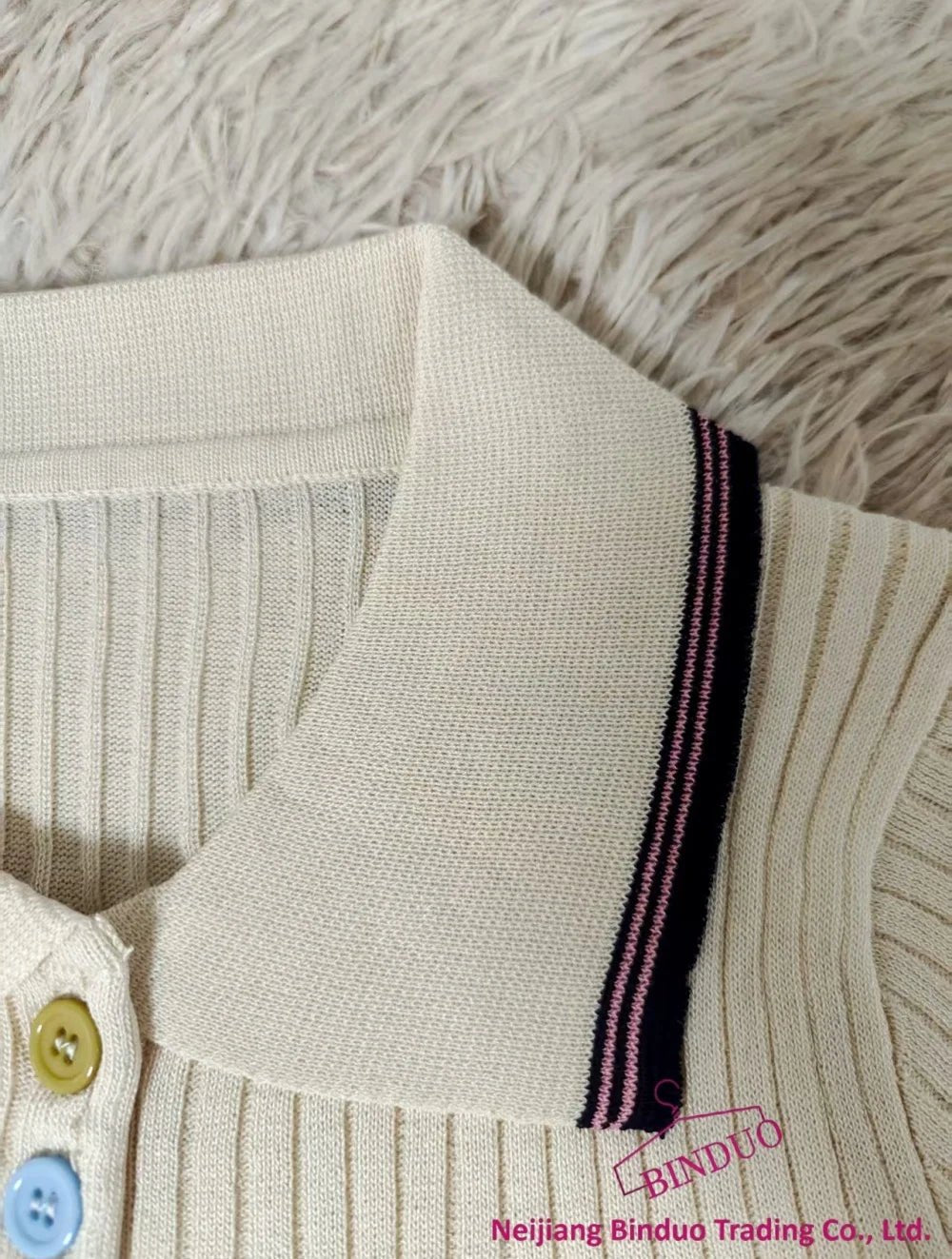 2025 Summer New Women's Polo Collar Color Block Knit Short Sleeve Retro Turn - Down Collar Slim Fit Casual Top - Zeprah