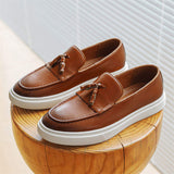 Handmade Classic PU Leather Dress Shoes for Men High Quality Tassel Loafers Casual Design Hot Selling Durable Slip on