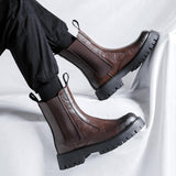 Microfiber Leather Chelsea Boots Fashion Designers Good Looking High Cut Classic Handcrafted Dress Shoes Boots for Men