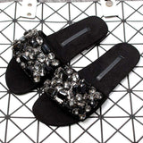 Elegant Diamond Rhinestone Ladies Flat Sandals - Wholesale Women's Fashion Footwear