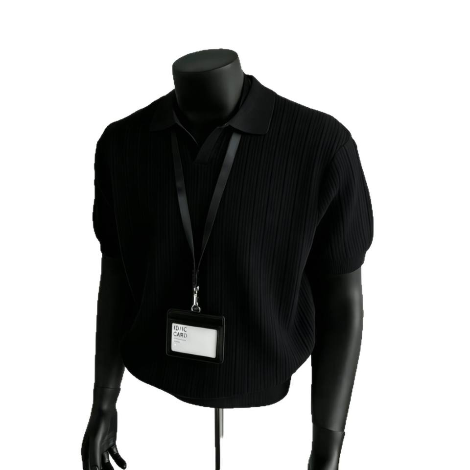 Men Vertical Rib Knit Polo Shirt V Neck Lapel Collar Short Sleeve Slim Fit Knitted T Shirt Daily Business Casual Tops