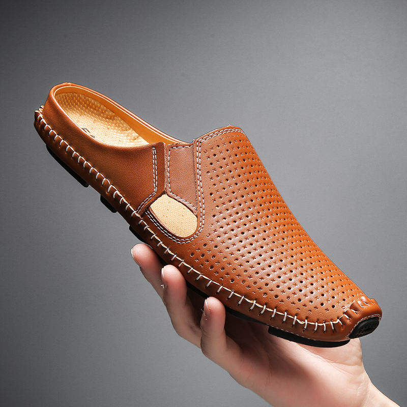 Summer Breathable Good Quality Cook Original Real Leather Slippers Durable Fashion Design Men Genuine Leather Shoes