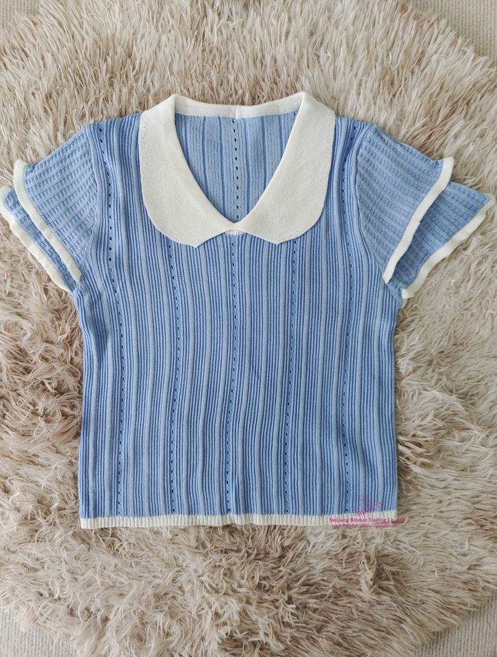 Knitted Short-sleeved Blouse Soft Tops for Women Popular T-shirt for Women
