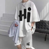 Summer Lightweight Waffle Texture Casual Set for Men Featuring Loose Fit Short Sleeve and Shorts Stylish Two-Piece Outfit