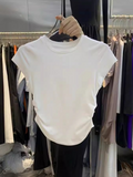 Loose Short-sleeved Plain Trendy Tops for Women Crewneck T-shirt
