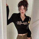 Polo Collar Long Sleeve Base Shirt Irregularity Long-sleeved Top Slim-fit Long Sleeve T-shirt