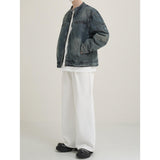 Fashion Retro Loose Vintage Embroidered Washed Denim Fabric Jacket Coat Casual Long Sleeve Men Jackets