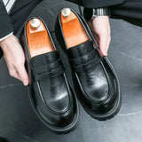 Thick Sole Big Toe Penny Loafers Formal Design Hot Selling Slip on Durable Round Toe Fashion Dress Shoes for Men