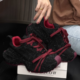 Female Sparkling Sneakers Chunky Sole Shoes Casual Footwear with Rhinestone Glitter Platform Sneakers for Women