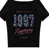 Women Off Shoulder Slant Neck Star Letter Print Crop T Shirt Vintage American Short Sleeve Casual Tee Top