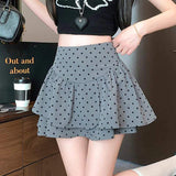 Spring and Summer New Korean-style Thin All-match Slim-fit Skirt Sweet Anti-glare High Waist Wave Dot Skirt for Women