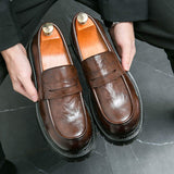 Thick Sole Big Toe Penny Loafers Formal Design Hot Selling Slip on Durable Round Toe Fashion Dress Shoes for Men