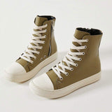 Leather Pink Zapatos Dama Canvas Platform Lace up Outdoor Footwear High Top Boots Sneakers Women's Casual Shoes
