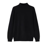 Men Half Turtleneck Knit Sweater Solid Color Loose Long Sleeve Basic Thermal Undershirt Business Casual Pullover