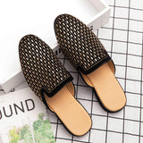 Golden Color Fashion Good Looking Men Mules Casual Shoes Low Heels Rhinestone Upper Men Half Shoes