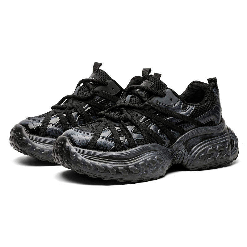 Futuristic Metallic Lightweight Sneakers Breathable Mesh Running Shoes Chunky Cushioned Sole Durable Traction Gym Walking Shoes