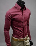 2026 Solid Color Long Sleeve Dress Shirts for Office Men, Classic Fashion Popular Men's Shirts