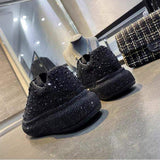 Sparkling Rhinestone Sneakers with Platform Sole Trendy Sporty Elegance Footwear for Women Evening Wear