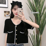 Versatile Tops for Women Casual Popular Women's Clothing Knitted Short Sleeved Tee