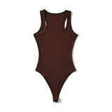 Crewneck Women's Bodysuit Slim-fit One-piece Vest Solid Crotch Top