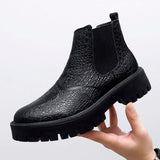 High Cut Round Toe Fashion Genuine Leather Ankle Boots Office Elegant Comfortable Cowhide Pure Leather Men Dress Shoes