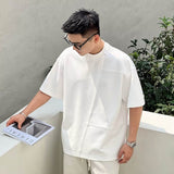 Men's Relaxed Fit Geometric Paneled T-Shirt, Casual Breathable Short Sleeve Crew Neck Tee