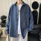 2025 new Long Sleeve Shirt Men's Korean Style Fashionable Autumn New Style Shirt Loose Solid Color Thin Jacket