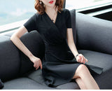 Slim-fit Wrap Dress V-neck A-line Dress Modern Empire Waist Dress