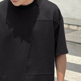 Men's Relaxed Fit Geometric Paneled T-Shirt, Casual Breathable Short Sleeve Crew Neck Tee