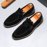 Classic Design Casual Wedding Slip on Penny Loafers for Men Black Brown Faux Suede Good Quality Dress Shoes
