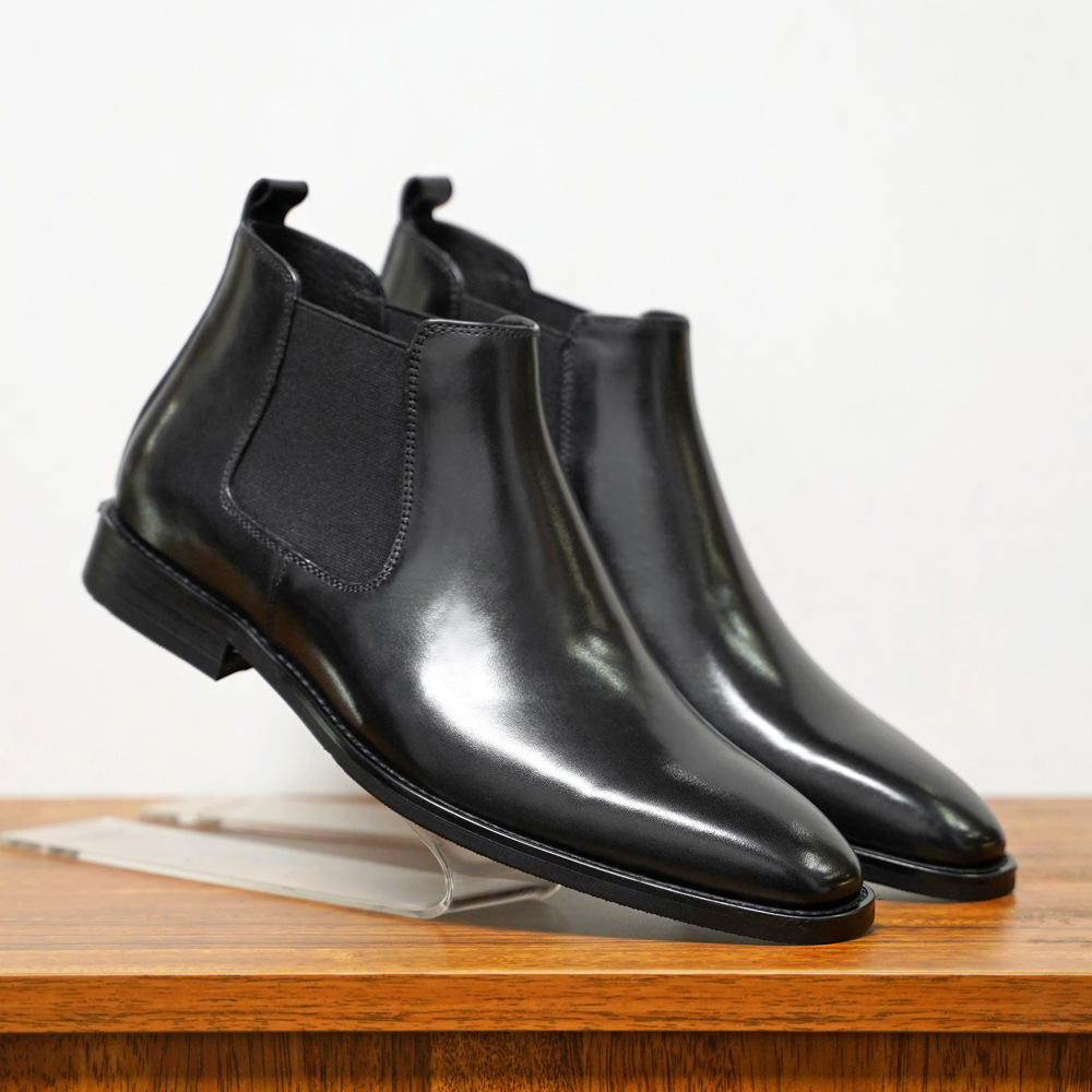 PU Leather Ankle Boots Pointed Toe Durable Classy Design Casual Men Boots