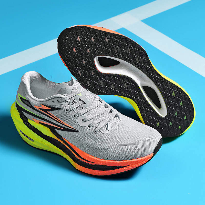 Ultra Lightweight Running Shoes with Shock-Absorbing Cushion Carbon Fiber for Gym Training Outdoor Sports Purple Orange Design