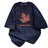 Men Maple Leaf Graphic Print T Shirt Crew Neck Loose Casual Short Sleeve Streetwear Tops