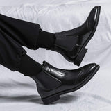 Pointed Toe Brogue Dress Shoes Coffee Color Durable Fashion Ankle Boots for Men