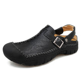 Buckle Strap Summer Beach Casual Shoes Wholesale Durable Genuine Leather Sandals for Men Anti-Slippery