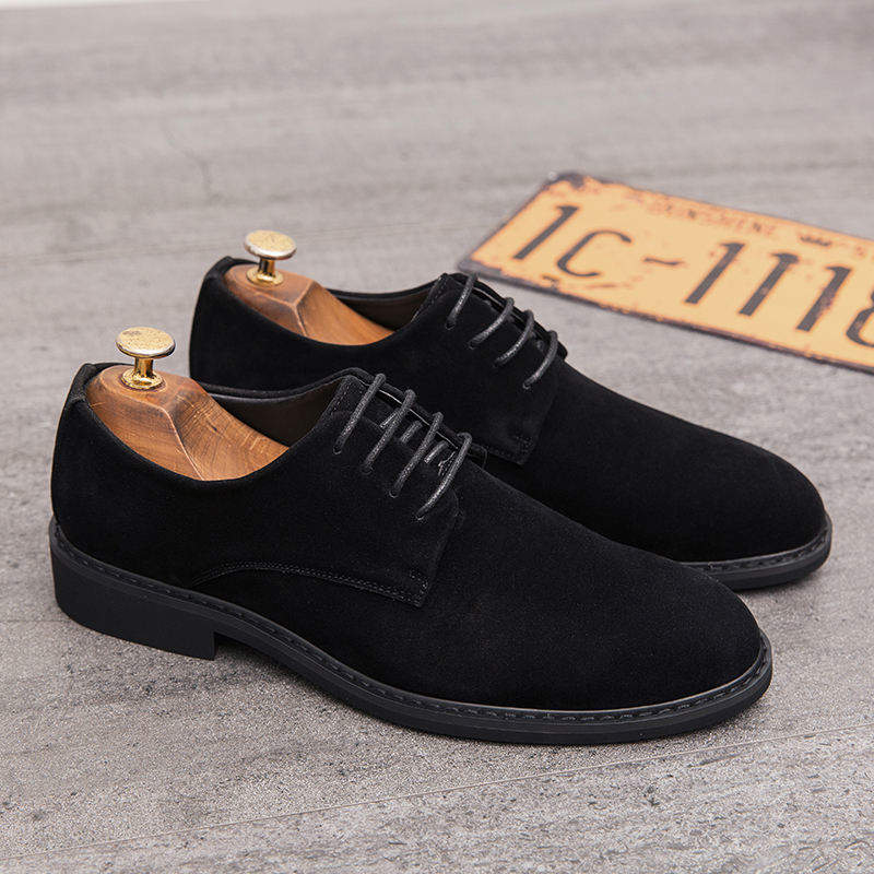 Low Cut Casual Classic Wedding Shoes Business Formal Lace-ups Durable Men Faux Suede Leather Shoes