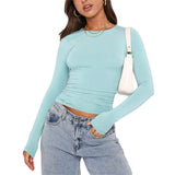 Going Out Fall Fashion Underscrubs Layer Slim Fit Y2K Tops Long Sleeve Shirts Basic Crop Tops