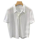 2026 New Arrival Mens Sheer Mesh Short Sleeve Shirt Hollow Out See Through Lapel Fashion Breathable Transparent Shirts