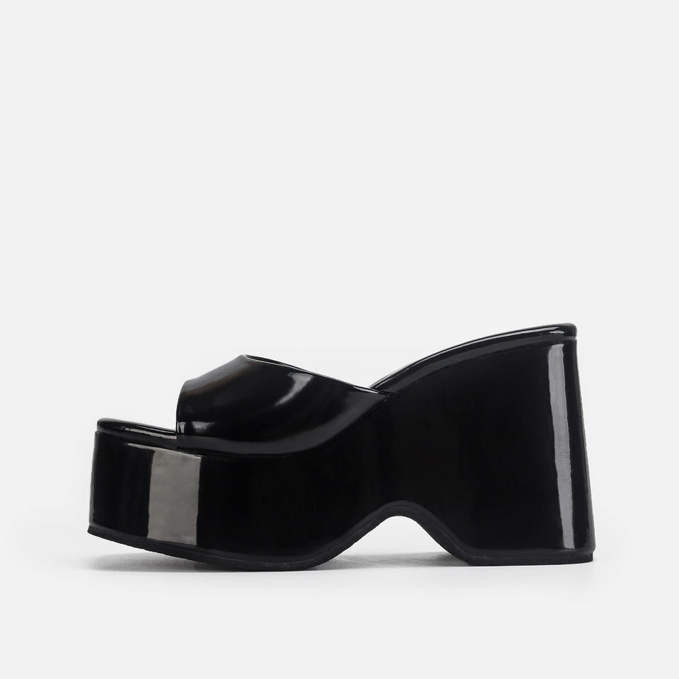 Women's Chic Slip-On Height Boosting Wedge Sandals with Chunky Platform Heels