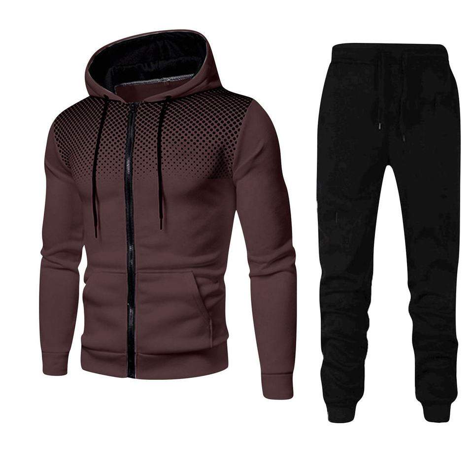 Trendy Autumn Hoodies Sweatsuit Casual Sport Trousers and Hoodie Zipper Jogger Set Streetwear Tracksuit Two Piece Sets for Men